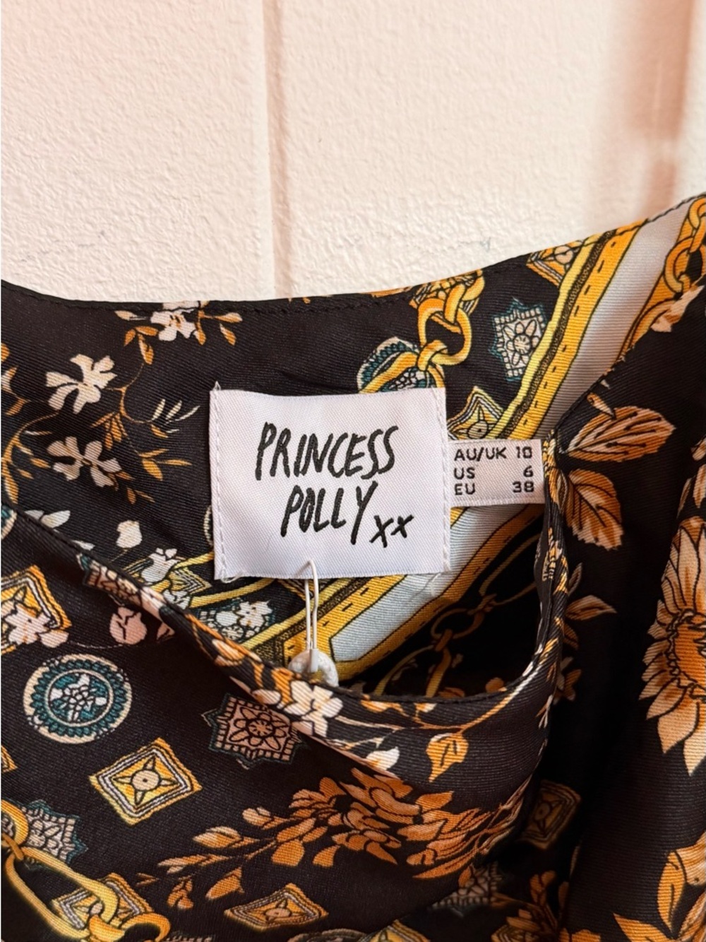 Princess Polly Black & Gold Floral Chain Slip Dress - Picture 8 of 8